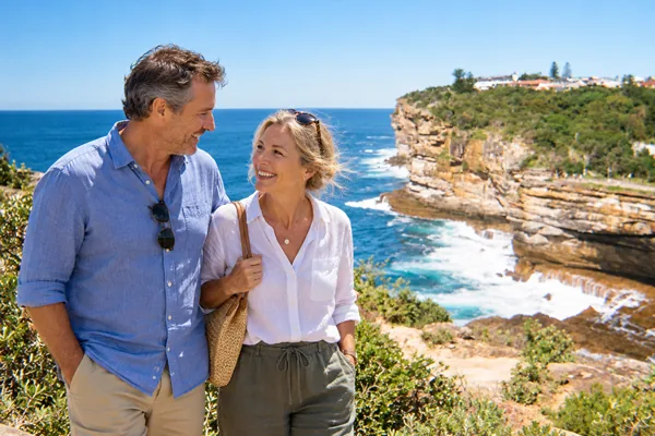 Couple on the coastal clifftops near Watsons Bay, Sydney